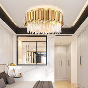Enoch Black and Gold Crystal Flush Mount Chandelier — 40