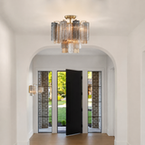 Addis Murano Glass Semi-Flush Ceiling Mount 17''W — Aged Brass / Autumn