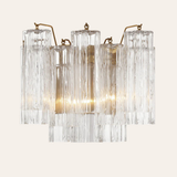 Addis Murano Glass Wall Light 14''W — Aged Brass / Clear