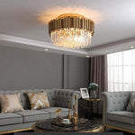 Enoch Black and Gold Crystal Flush Mount Chandelier — 24