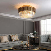 Enoch Black and Gold Crystal Flush Mount Chandelier — 24