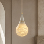 Teardrop Alabaster Pendant in 11.81'' D X 21.65'' H