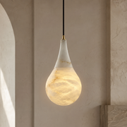 Teardrop Alabaster Pendant in 11.81'' D X 21.65'' H