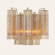 Addis Murano Glass Wall Light 14''W — Aged Brass / Amber