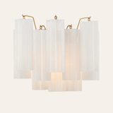 Addis Murano Glass Wall Light 14''W — Aged Brass / White