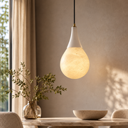 Teardrop Alabaster Pendant in 9.75'' D X 17.75'' H