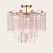 Addis Murano Glass Semi-Flush Ceiling Mount 17''W — Aged Brass / Spring