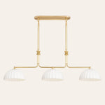 Enzo 60-Inch Three-Light Linear Chandelier — Aged Brass / Cased White 12