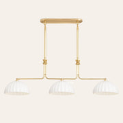 Enzo 60-Inch Three-Light Linear Chandelier — Aged Brass / Cased White 12