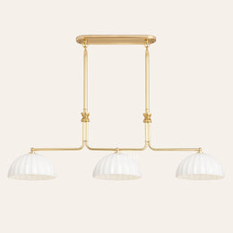 Enzo 60-Inch Three-Light Linear Chandelier — Aged Brass / Cased White 12