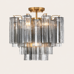 Addis Murano Glass Semi-Flush Ceiling Mount 17''W — Aged Brass / Smoke