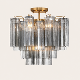 Addis Murano Glass Semi-Flush Ceiling Mount 17''W — Aged Brass / Smoke