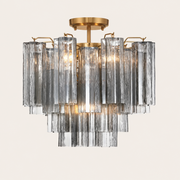 Addis Murano Glass Semi-Flush Ceiling Mount 17''W — Aged Brass / Smoke