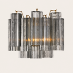 Addis Murano Glass Wall Light 14''W — Aged Brass / Smoke