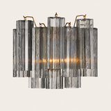 Addis Murano Glass Wall Light 14''W — Aged Brass / Smoke
