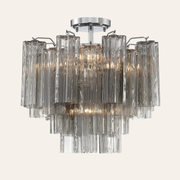 Addis Murano Glass Semi-Flush Ceiling Mount 17''W — Polished Chrome / Smoke