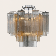 Addis Murano Glass Semi-Flush Ceiling Mount 17''W — Polished Chrome / Autumn