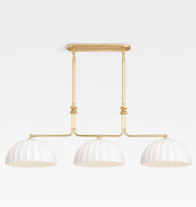 Enzo 60-Inch Three-Light Linear Chandelier — Aged Brass / Cased White 16
