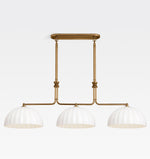 Enzo 60-Inch Three-Light Linear Chandelier — Heritage Brass / Cased White 16