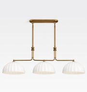 Enzo 60-Inch Three-Light Linear Chandelier — Heritage Brass / Cased White 16