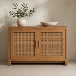 Elara Cane Door Storage Cabinet