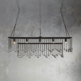 Aubrey Crystal Ball Rectangular Chandelier — Bronze / 47-inch — Exact Variant Hero
