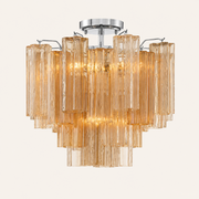Addis Murano Glass Semi-Flush Ceiling Mount 17''W — Polished Chrome / Amber