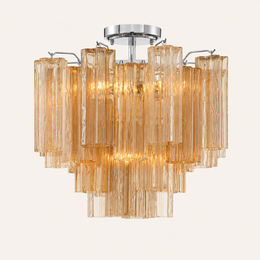 Addis Murano Glass Semi-Flush Ceiling Mount 17''W — Polished Chrome / Amber