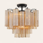 Addis Murano Glass Semi-Flush Ceiling Mount 17''W — Bronze / Amber