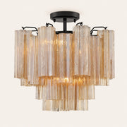 Addis Murano Glass Semi-Flush Ceiling Mount 17''W — Bronze / Amber