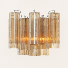 Addis Murano Glass Wall Light 14''W — Polished Chrome / Amber