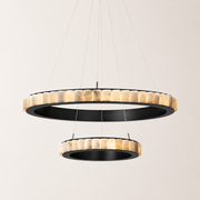 Avalon Alabaster 2 Layer Chandelier — 39.8''+25.2'' / Black