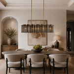 Delsie 51-Inch Oval Glass Chandelier — Brass / Smoke