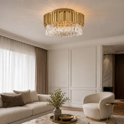 Enoch Black and Gold Crystal Flush Mount Chandelier