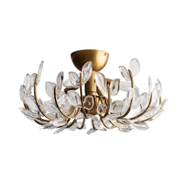 Adela glass petal flush mount in Burnished Brass