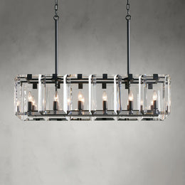 Amaya Crystal Rectangular Chandelier in BRONZE and 40