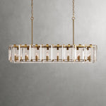 Amaya Crystal Rectangular Chandelier in BRASS and 53