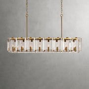 Amaya Crystal Rectangular Chandelier in BRASS and 53