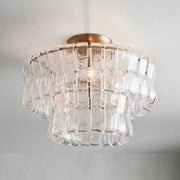 Amor 2-Tier Ghiaccio Glass Flush Mount in Brass and Clear