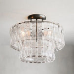 Amor 2-Tier Ghiaccio Glass Flush Mount in Bronze and Clear