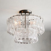 Amor 2-Tier Ghiaccio Glass Flush Mount in Bronze and Clear
