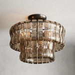 Amor 2-Tier Ghiaccio Glass Flush Mount in Bronze and Smoke