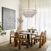 Amor 4-Tier Ghiaccio Glass Chandelier in Brass and Clear
