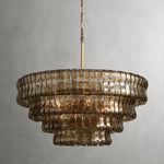 Amor 4-Tier Ghiaccio Glass Chandelier in Brass and Smoke