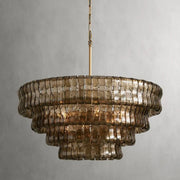 Amor 4-Tier Ghiaccio Glass Chandelier in Brass and Smoke