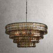 Amor 4-Tier Ghiaccio Glass Chandelier in Bronze and Smoke