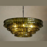 Amor 4-Tier Ghiaccio Glass Chandelier in Bronze and Green