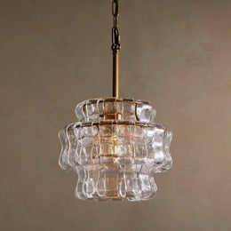 Amor Ghiaccio Glass Pendant in Brass and Clear