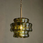 Amor Ghiaccio Glass Pendant in Brass and Green