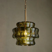 Amor Ghiaccio Glass Pendant in Brass and Green